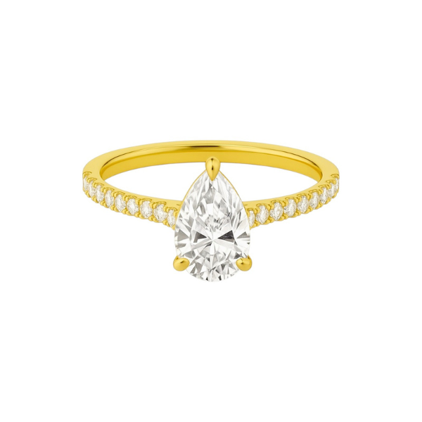 2 Carat Pear Shape Cathedral Setting 14K Solid Gold Diamond Engagement Ring-3