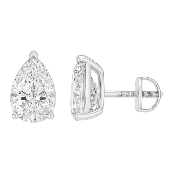 Pear Cut Prong Setting Solitaire Diamond 14K Solid Gold Earrings Stud - IGI Certified-2