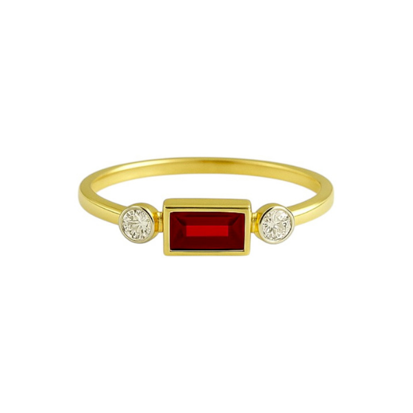Ruby With Side Diamond 14K Solid Gold Diamond Fashion Ring for Women-1