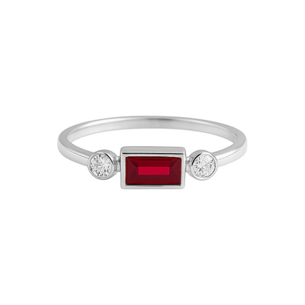 Ruby With Side Diamond 14K Solid Gold Diamond Fashion Ring for Women-2