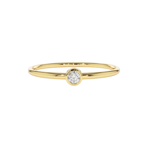 Regular Bazel setting 14K Solid Gold Diamond Fashion Ring for Her-1