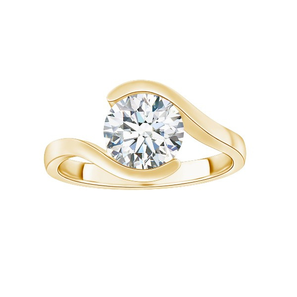 Tension Setting Round Cut 14K Solid Gold Twisted Diamond Rings IGI Certified-1