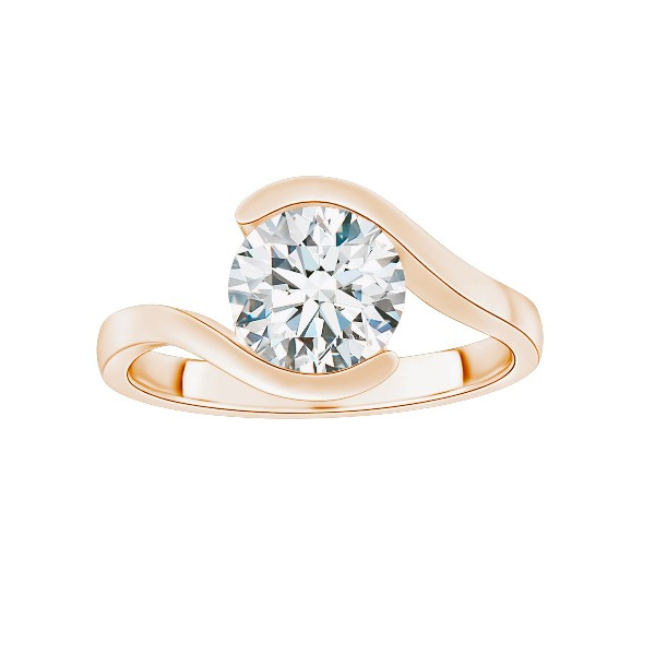 Tension Setting Round Cut 14K Solid Gold Twisted Diamond Rings IGI Certified-5