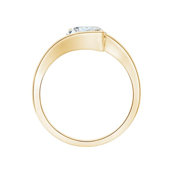 Tension Setting Round Cut 14K Solid Gold Twisted Diamond Rings IGI Certified-2